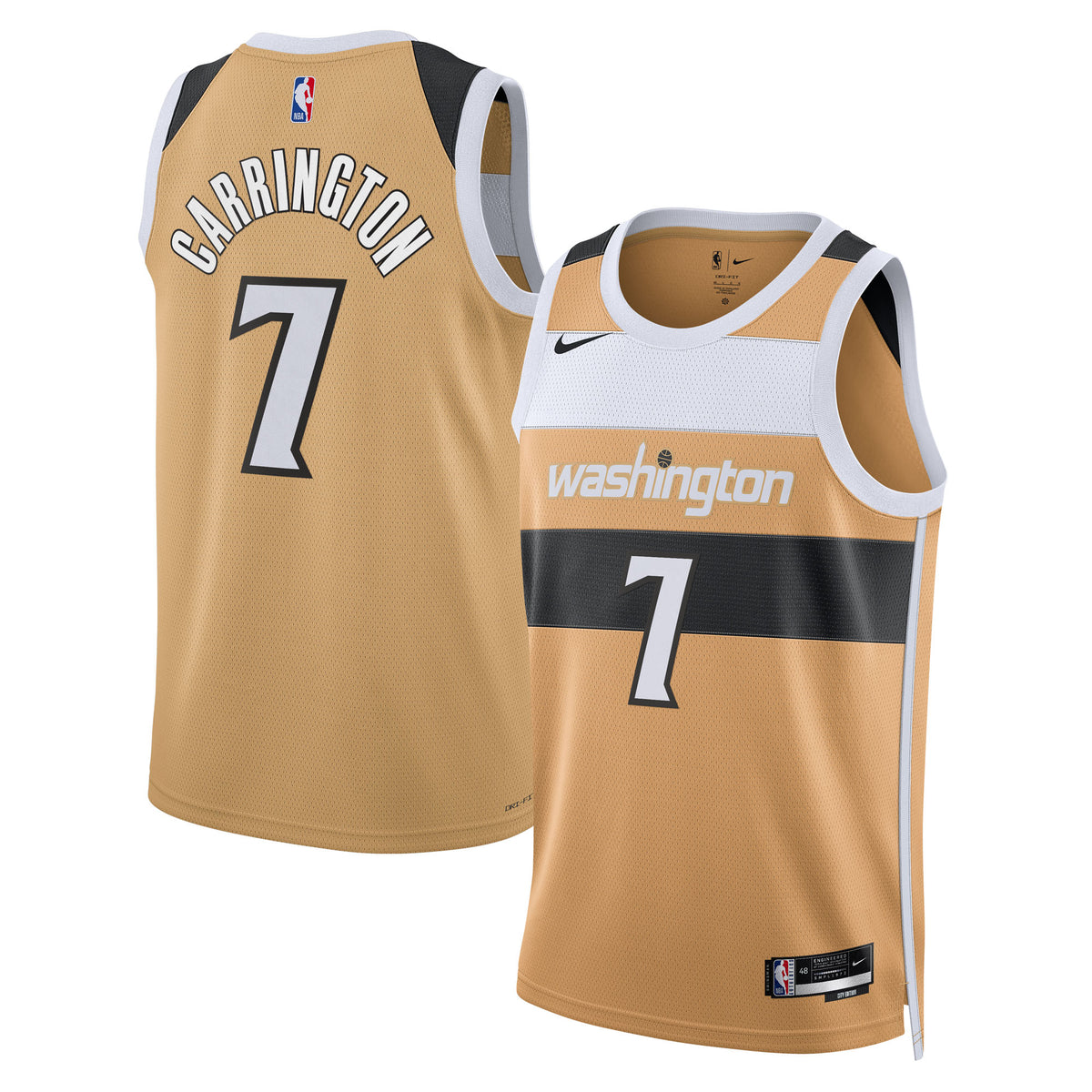 Washington Wizards 2025/26 City Edition Swingman Jersey - Tan - Carlton Carrington - Unisex