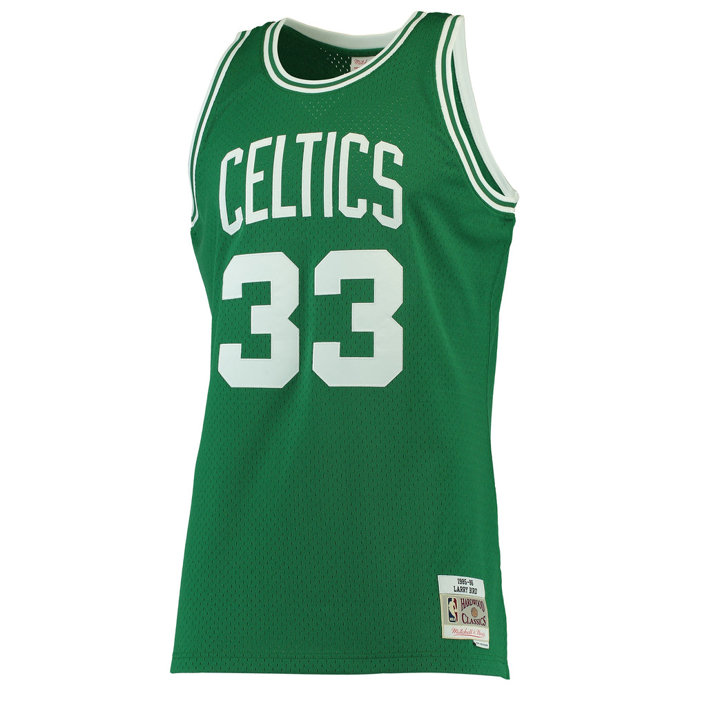 Men's Larry Bird White Boston Celtics 1985-86 Hardwood Classics Swingman Jersey