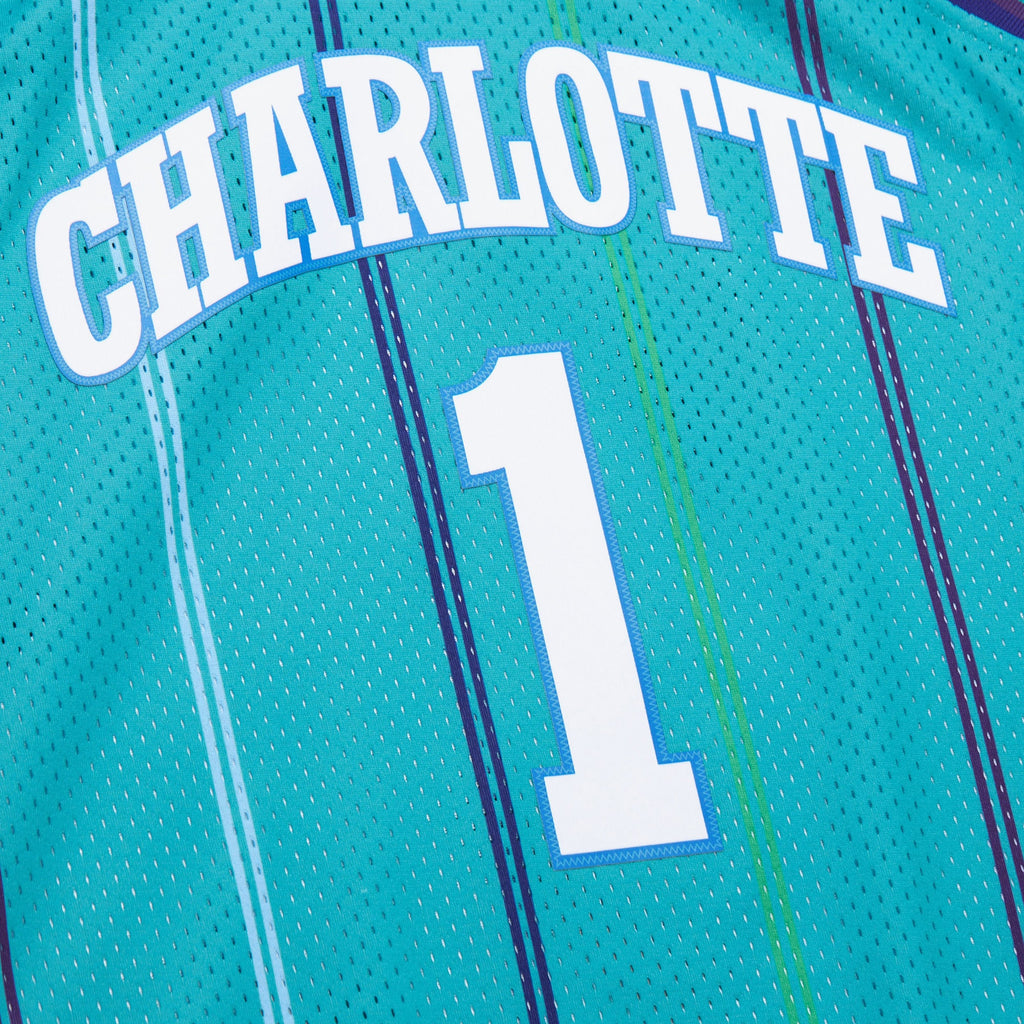 Charlotte Hornets Baron Davis 1999 Swingman Road Authentic Jersey - Teal