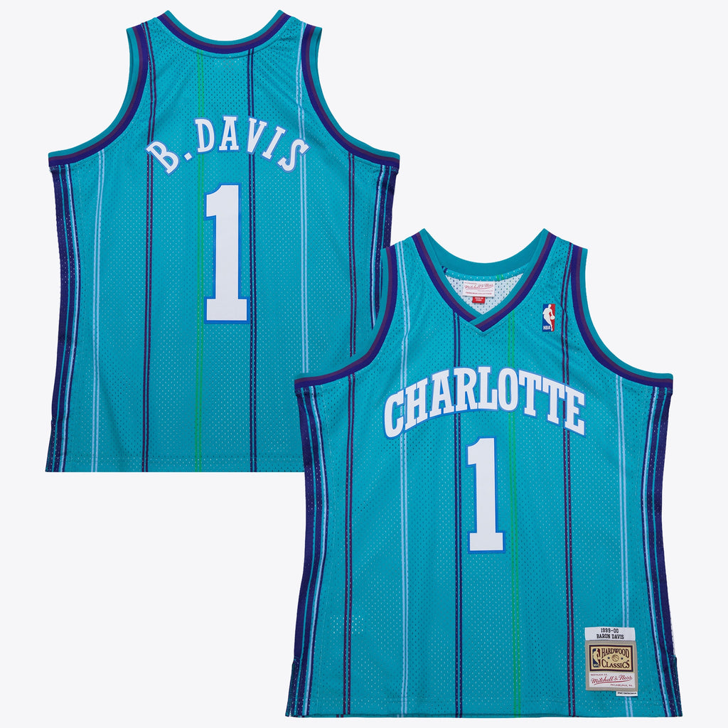 Charlotte Hornets Baron Davis 1999 Swingman Road Authentic Jersey - Teal