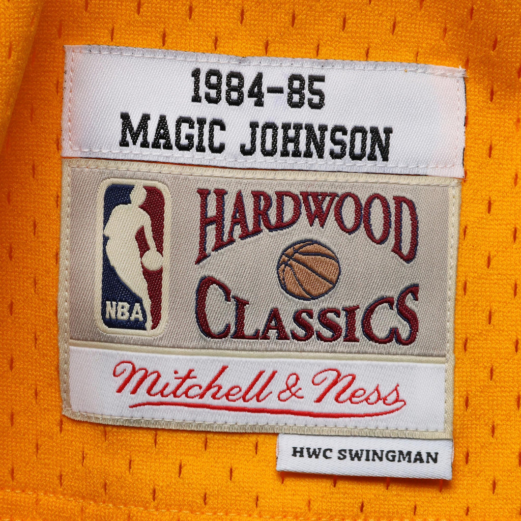 Men's Magic Johnson Gold Los Angeles Lakers 1984-85 Hardwood Classics Swingman Jersey