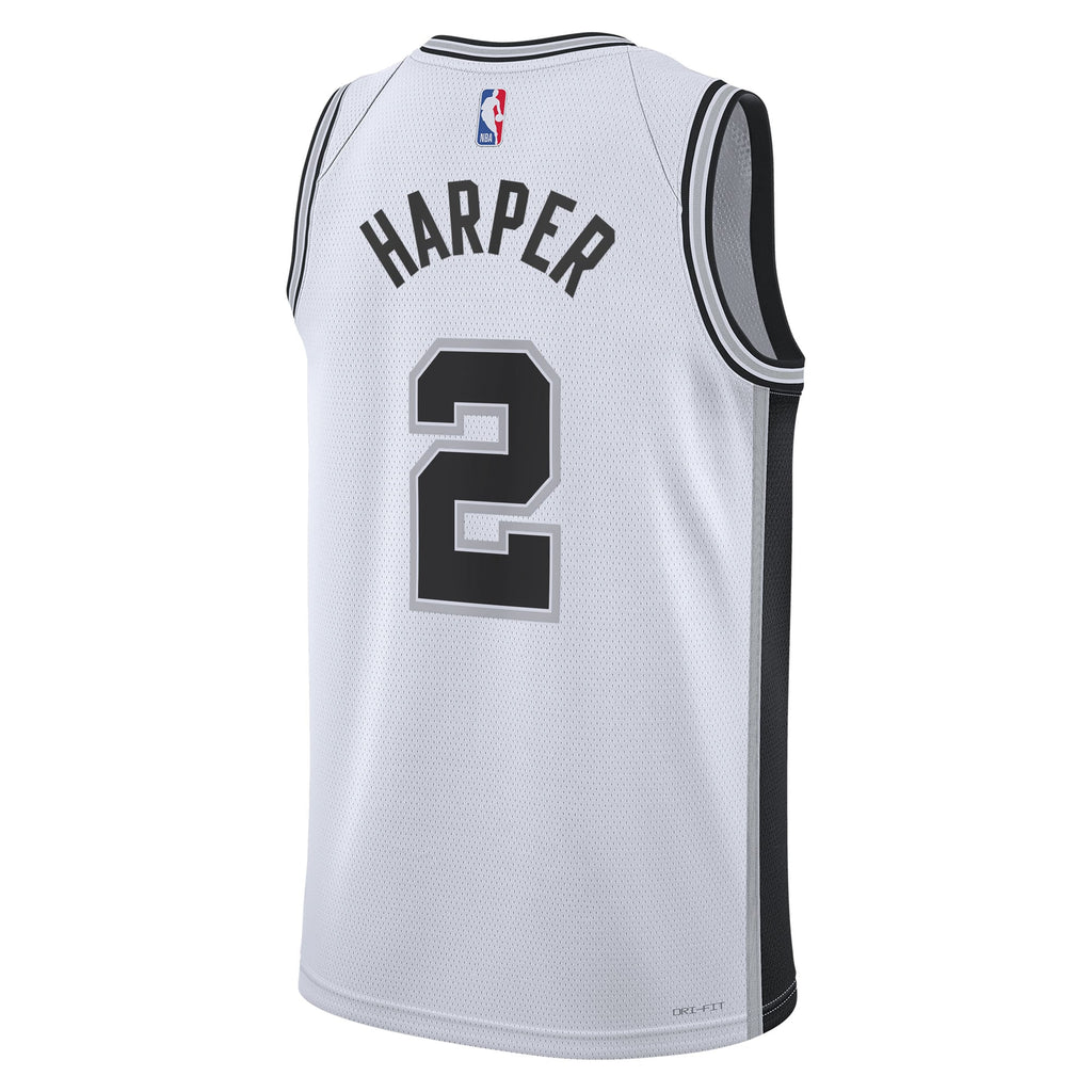 San Antonio Spurs Association Edition Swingman Jersey NBA 2025 First Round Draft Pick - White - Dylan Harper - Unisex
