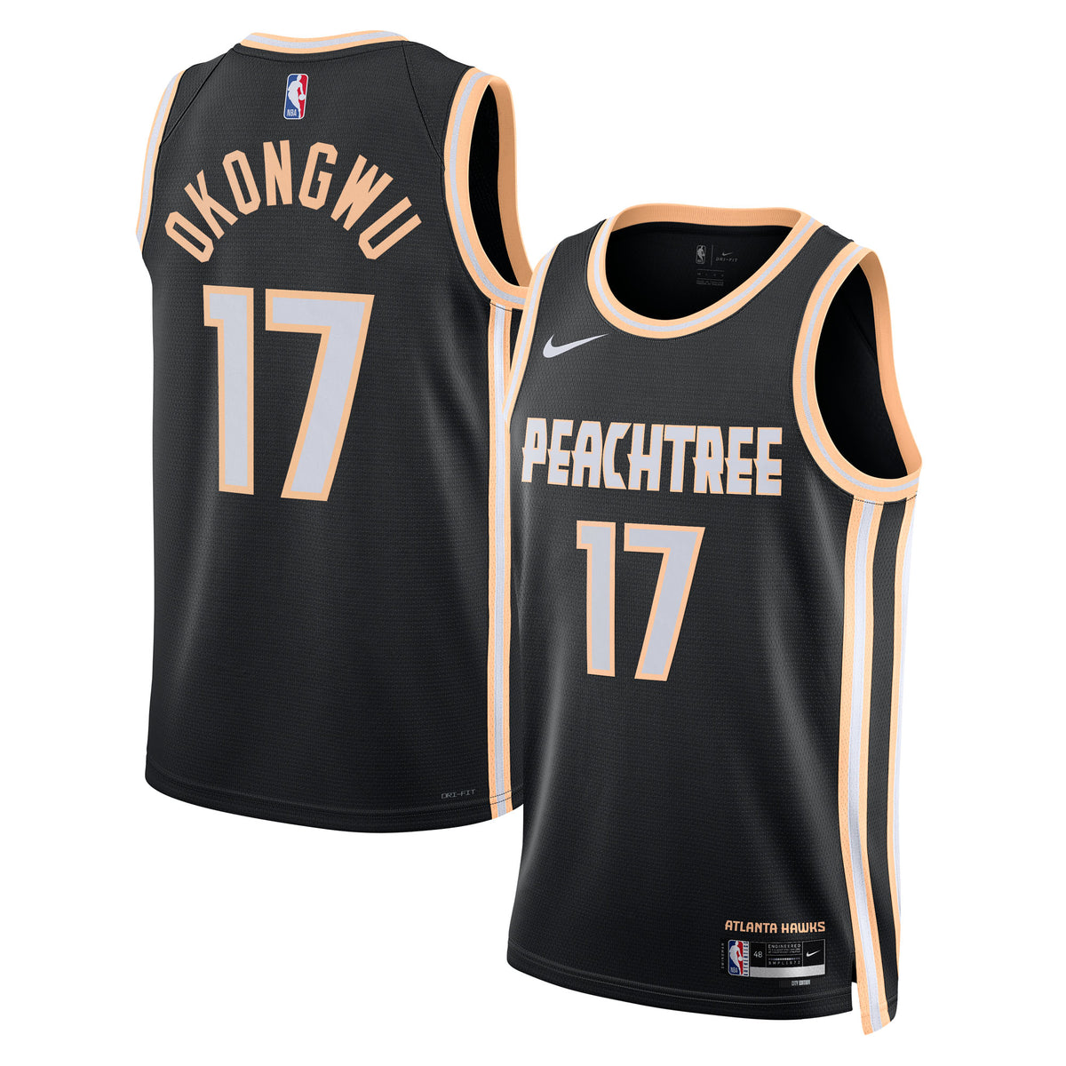 Atlanta Hawks 2025/26 City Edition Swingman Jersey - Black - Onyeka Okongwu - Unisex