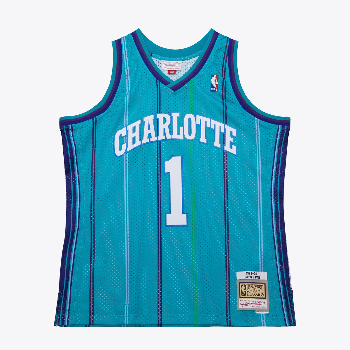 Charlotte Hornets Baron Davis 1999 Swingman Road Authentic Jersey - Teal
