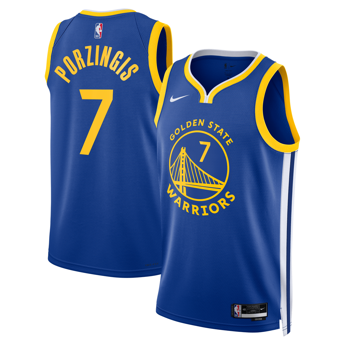Golden State Warriors Icon Edition Swingman Jersey - Royal - Kristaps Porziņģis - Unisex