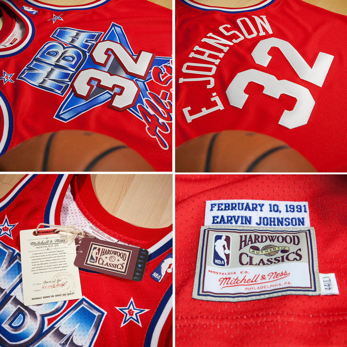 NBA All-Star West Magic Johnson 1991 Authentic Jersey - Scarlett - Mens