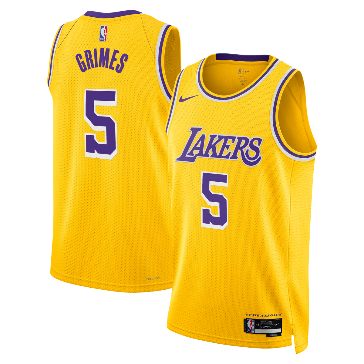 Los Angeles Lakers Icon Edition Swingman Jersey - Gold - Quentin Grimes - Unisex