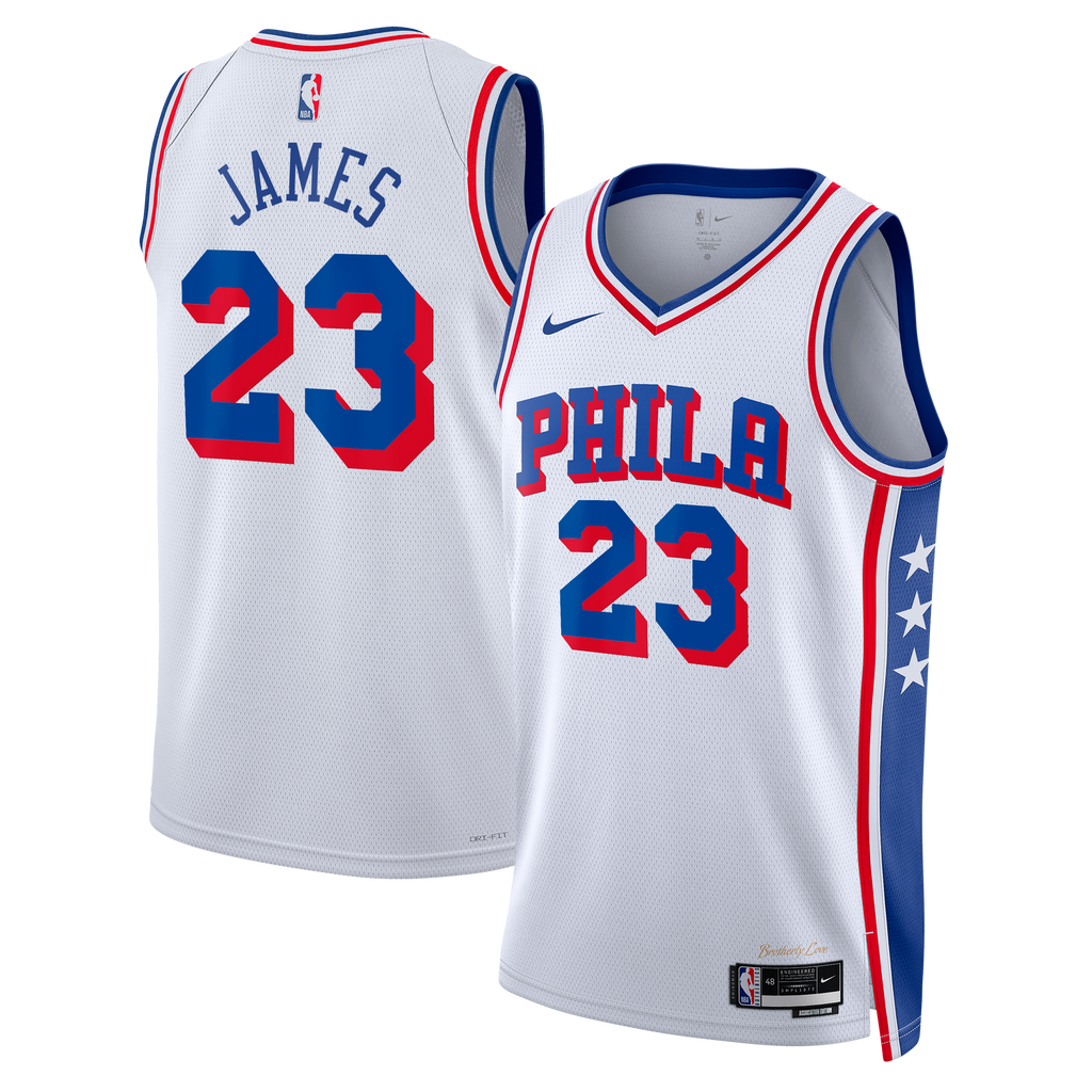 Philadelphia 76ers Association Edition Swingman Jersey - White - Lebron James - Unisex