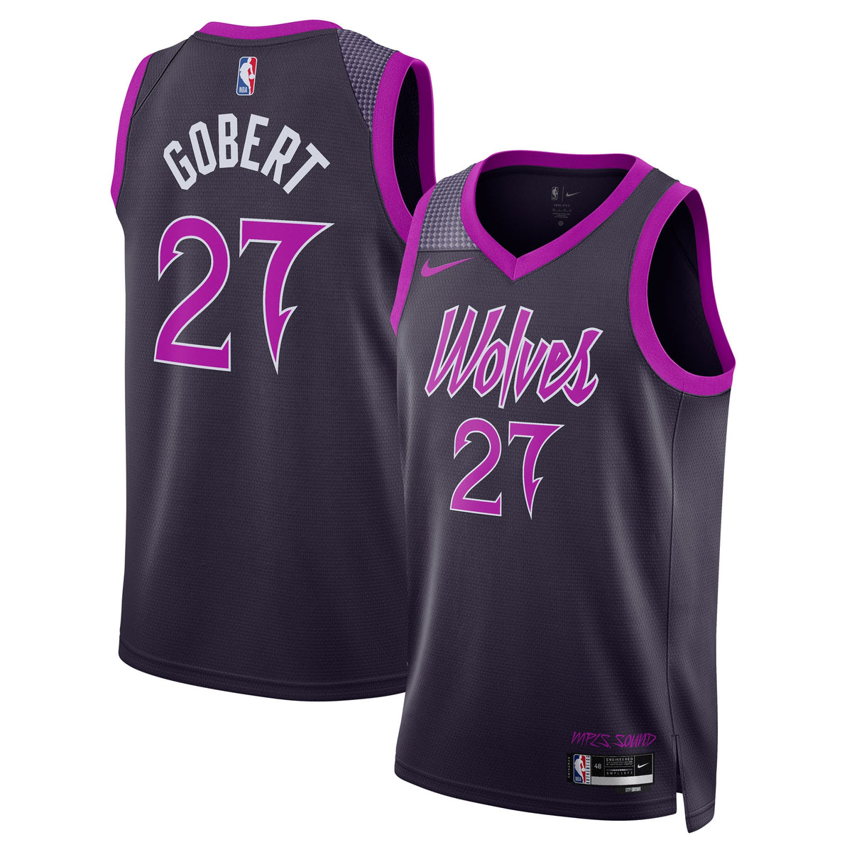 Minnesota Timberwolves 2025/26 City Edition Swingman Jersey - Black - Rudy Gobert - Unisex