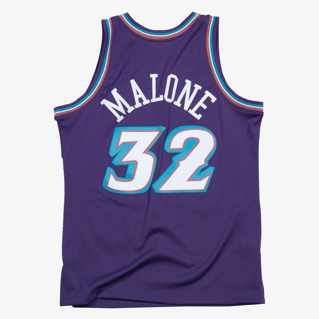 Utah Jazz Karl Malone 1996 Swingman Road Authentic Jersey - Purple