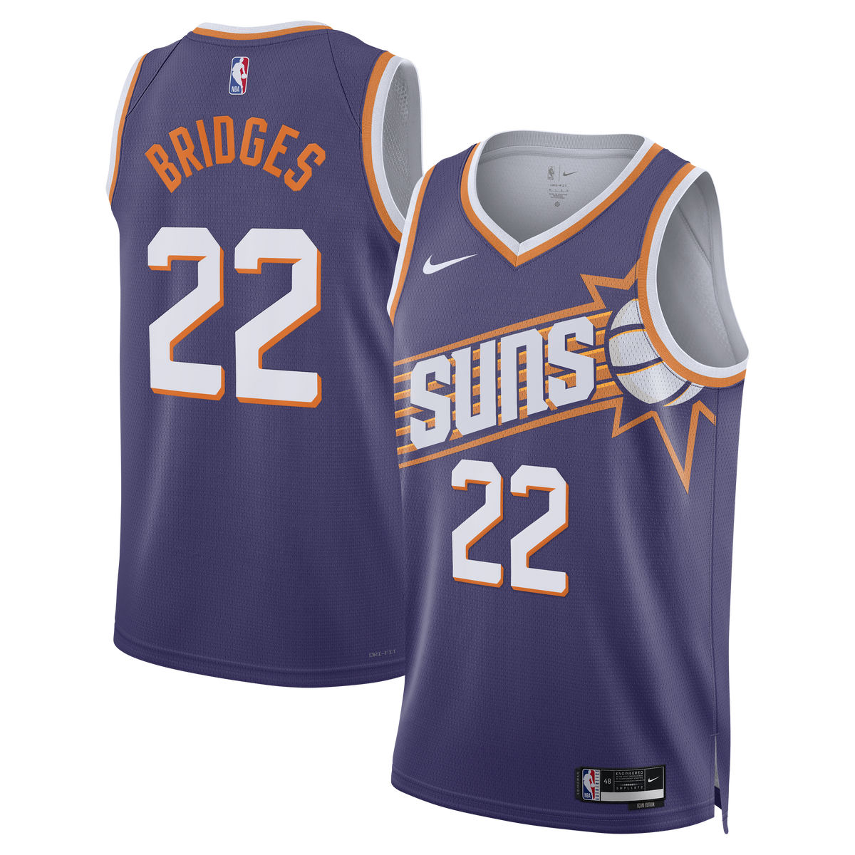 Phoenix Suns Icon Edition Swingman Jersey - Purple - Miles Bridges - Unisex