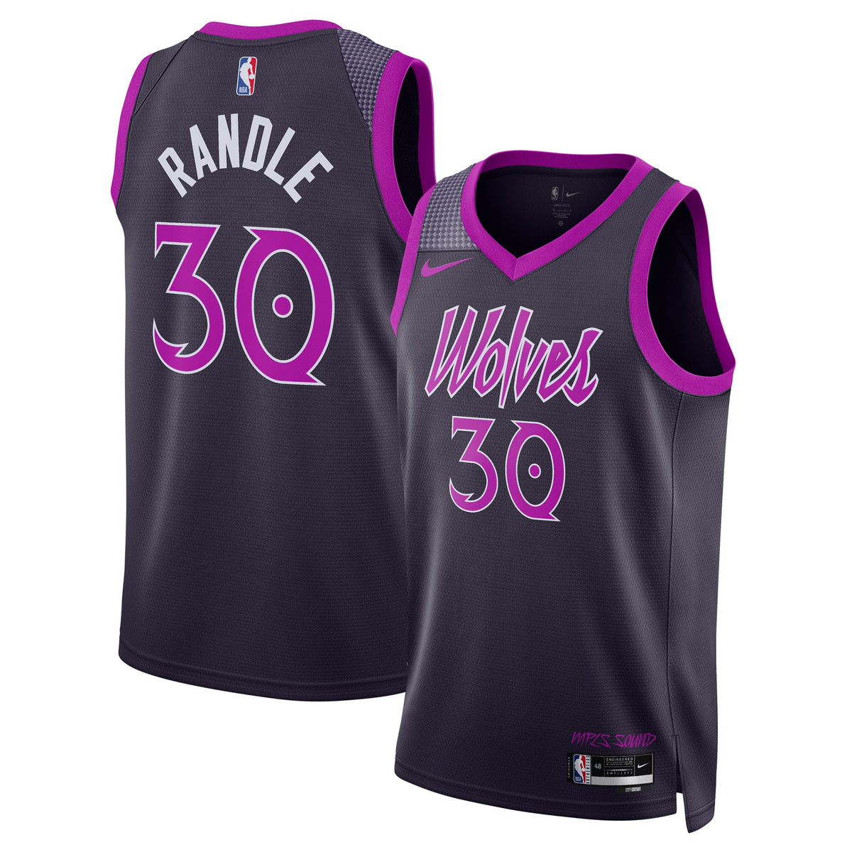 Minnesota Timberwolves 2025/26 City Edition Swingman Jersey - Black - Julius Randle - Unisex