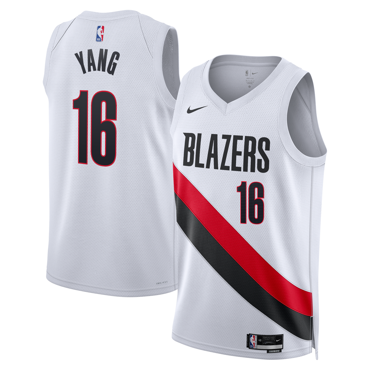Portland Trail Blazers Replica Association Edition Swingman Jersey - White - Yang Hansen - Unisex