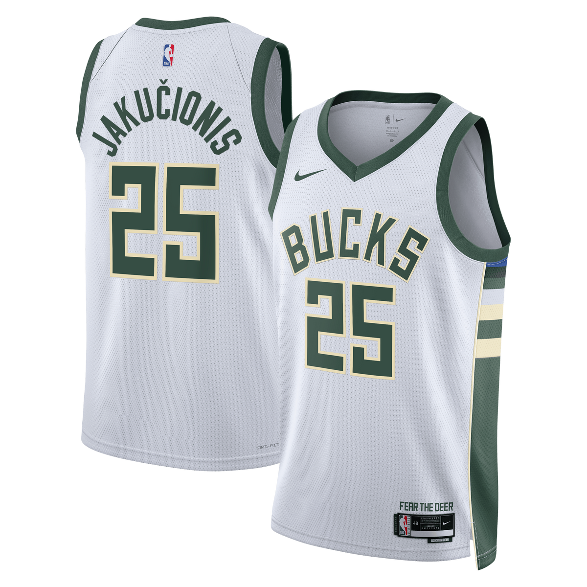 Milwaukee Bucks Association Edition Swingman Jersey - White - Kasparas Jakučionis - Unisex