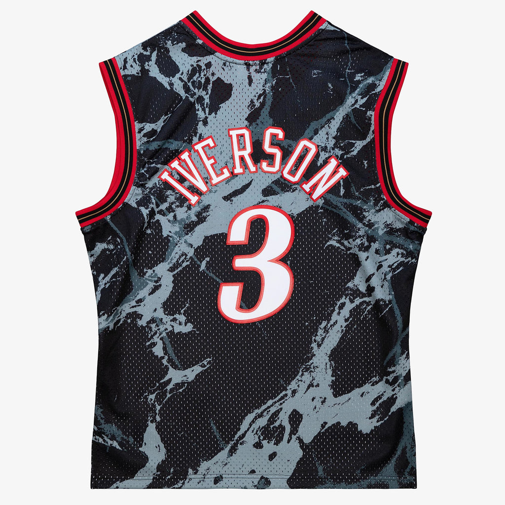 Philadelphia 76ers Allen Iverson 2000 Team Marble Swingman Jersey - Black