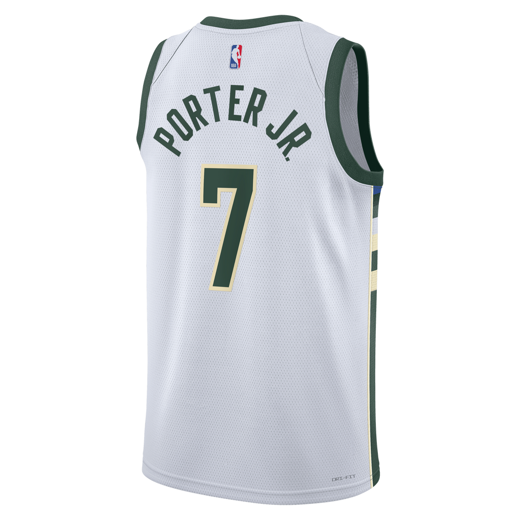 Milwaukee Bucks Association Edition Swingman Jersey - White - Kevin Porter Jr. - Unisex