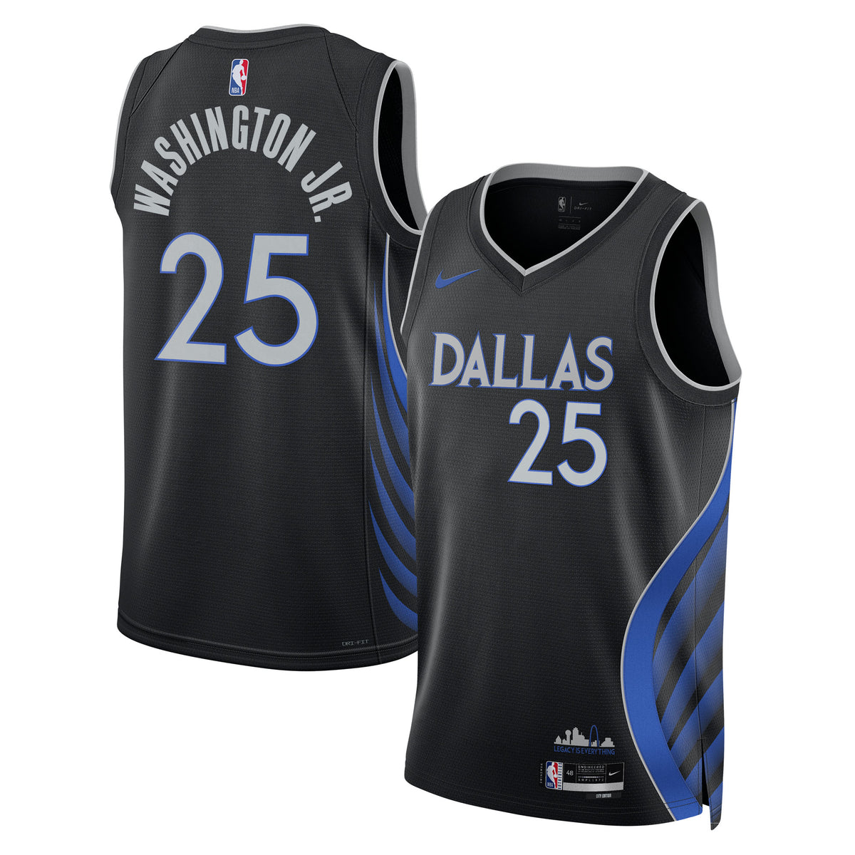 Dallas Mavericks 2025/26 City Edition Swingman Jersey - Black - P.J. Washington Jr. - Unisex