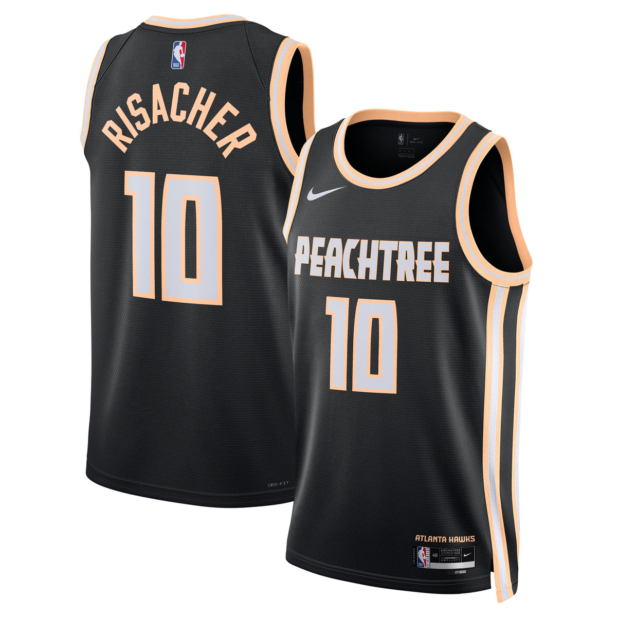 Atlanta Hawks 2025/26 City Edition Swingman Jersey - Black - Zaccharie Risacher - Unisex
