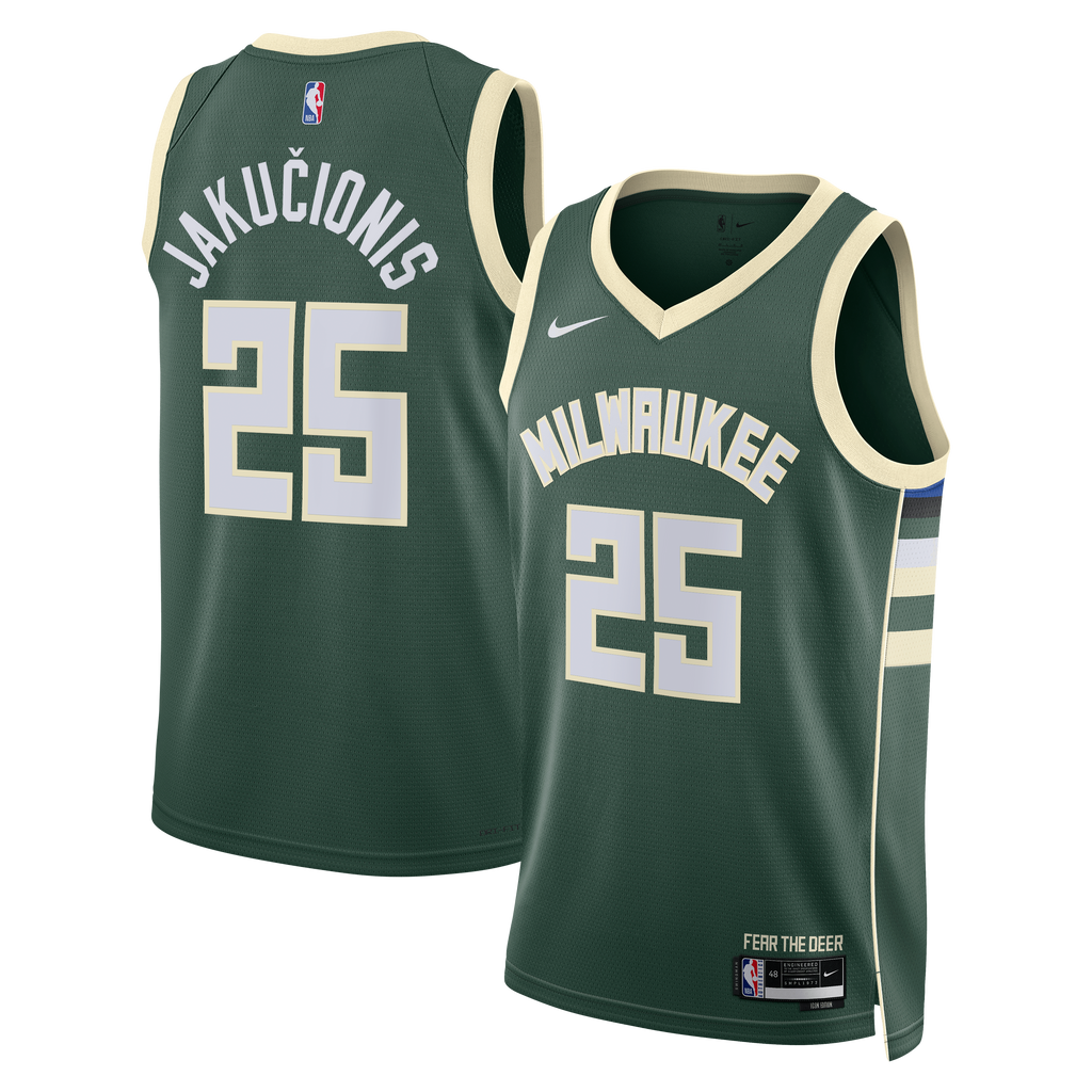 Milwaukee Bucks Icon Edition Swingman Jersey - White - Kasparas Jakučionis - Unisex