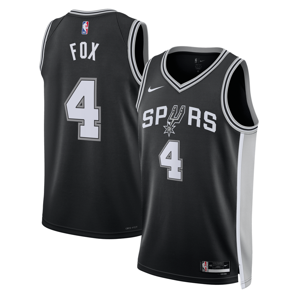 San Antonio Spurs Icon Edition Swingman Jersey - Black - De'Aaron Fox - Unisex