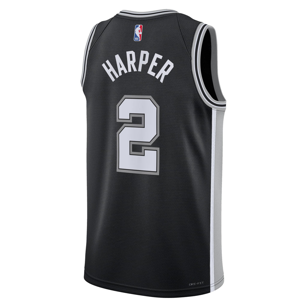 San Antonio Spurs Icon Edition Swingman Jersey NBA 2025 First Round Draft Pick - Black - Dylan Harper - Unisex