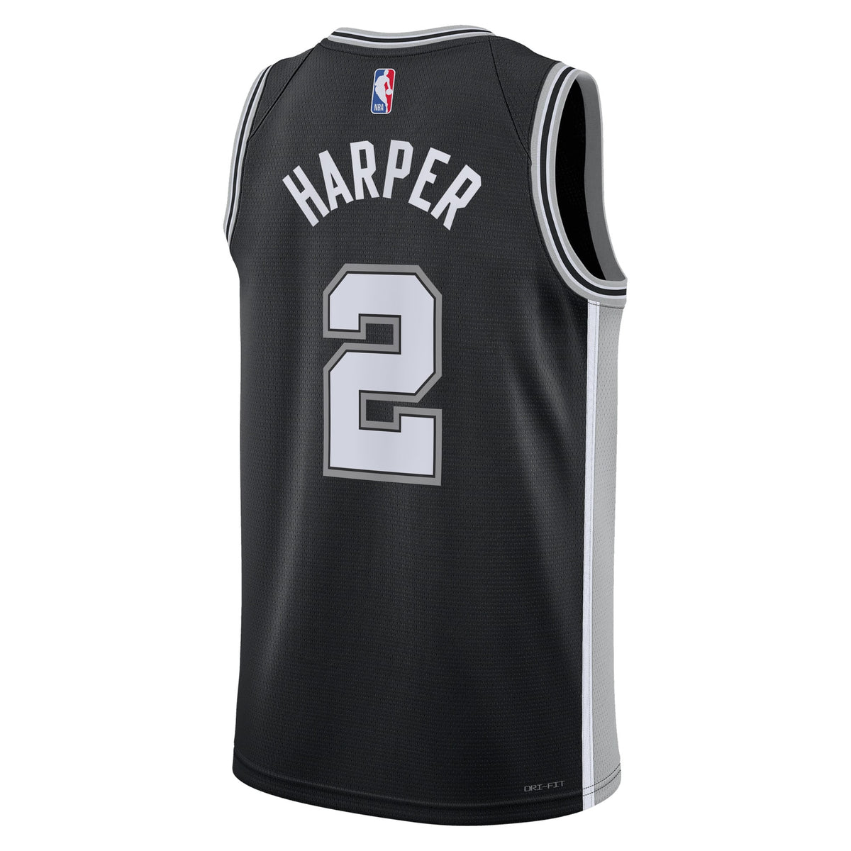 San Antonio Spurs Icon Edition Swingman Jersey NBA 2025 First Round Draft Pick - Black - Dylan Harper - Unisex