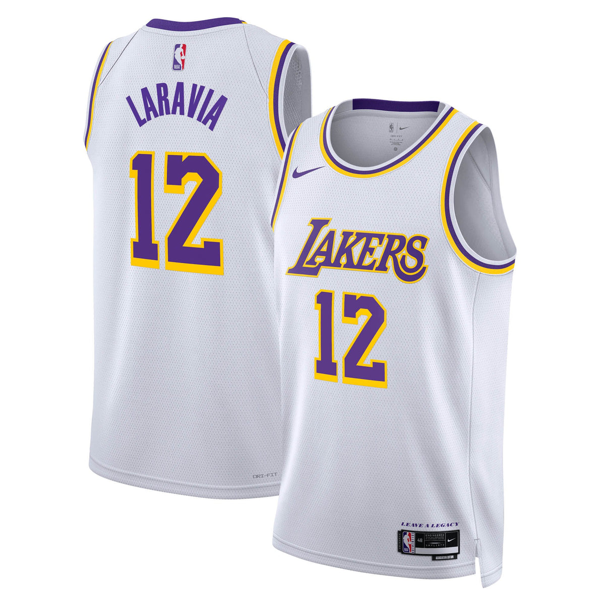Los Angeles Lakers Association Edition Swingman Jersey - White - Jake LaRavia - Unisex