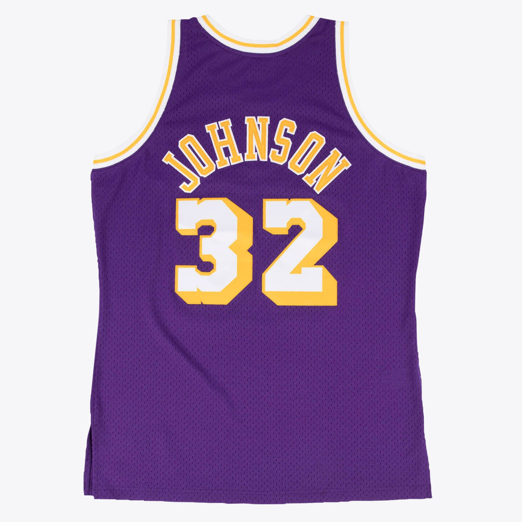 Los Angeles Lakers Magic Johnson 1984-85 Hardwood Classics Road Swingman Jersey - Purple - Mens