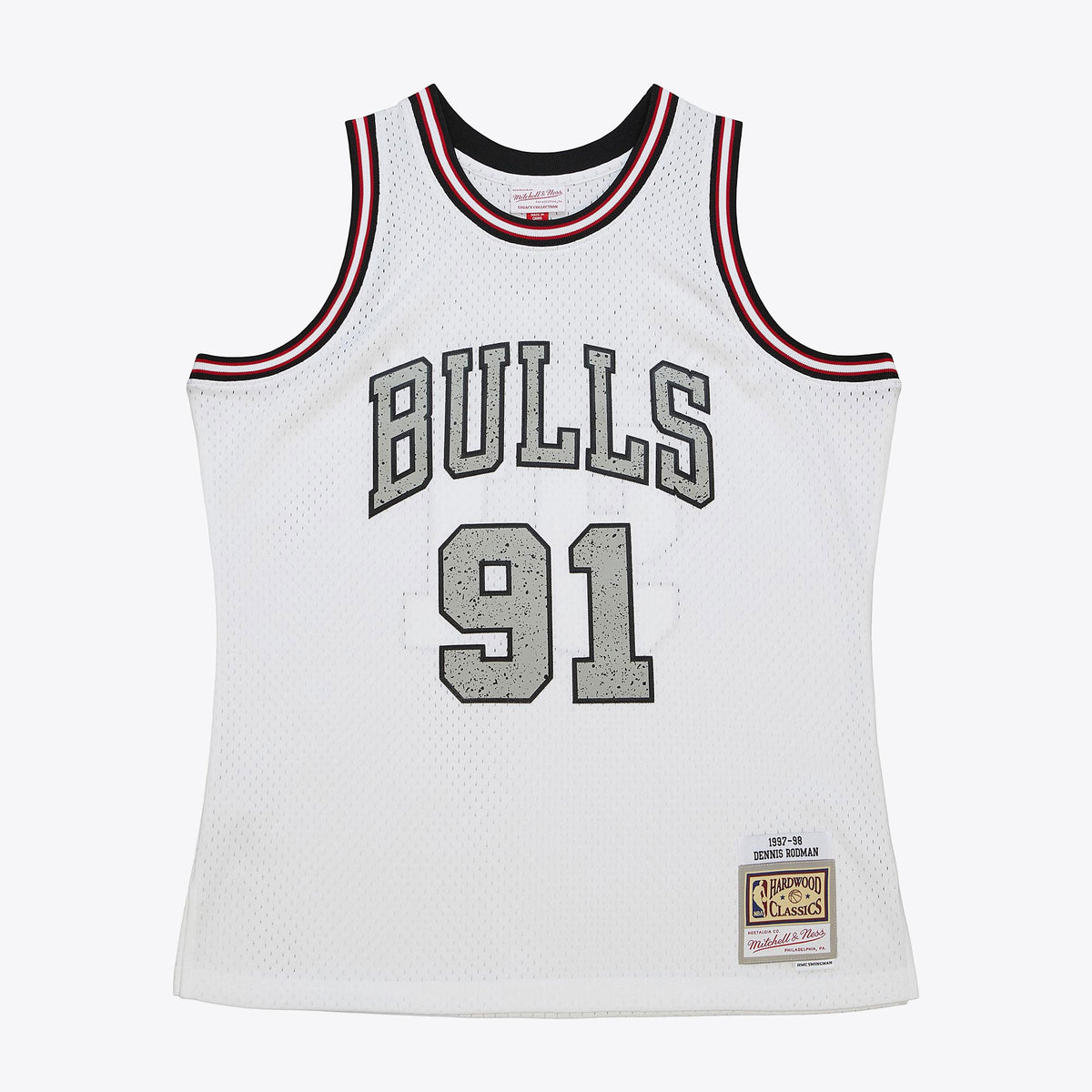 Chicago Bulls Dennis Rodman 1997 Cracked Cement Swingman Jersey - White