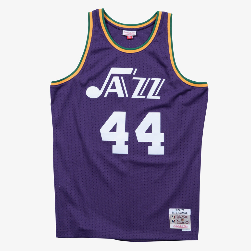 New Orleans Jazz Pete Maravich 1974 Swingman Road Authentic Jersey - Purple