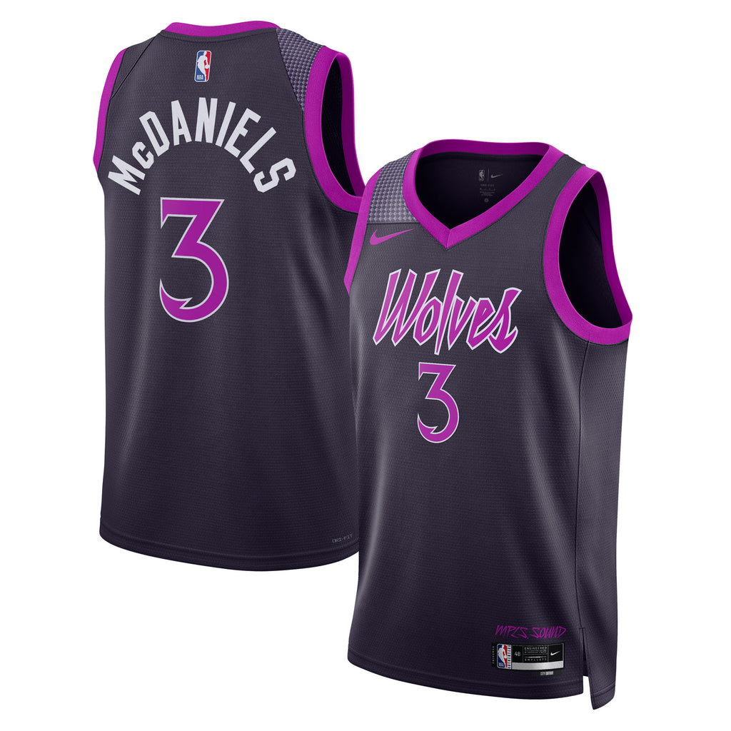 Minnesota Timberwolves 2025/26 City Edition Swingman Jersey - Black - Jaden McDaniels - Unisex