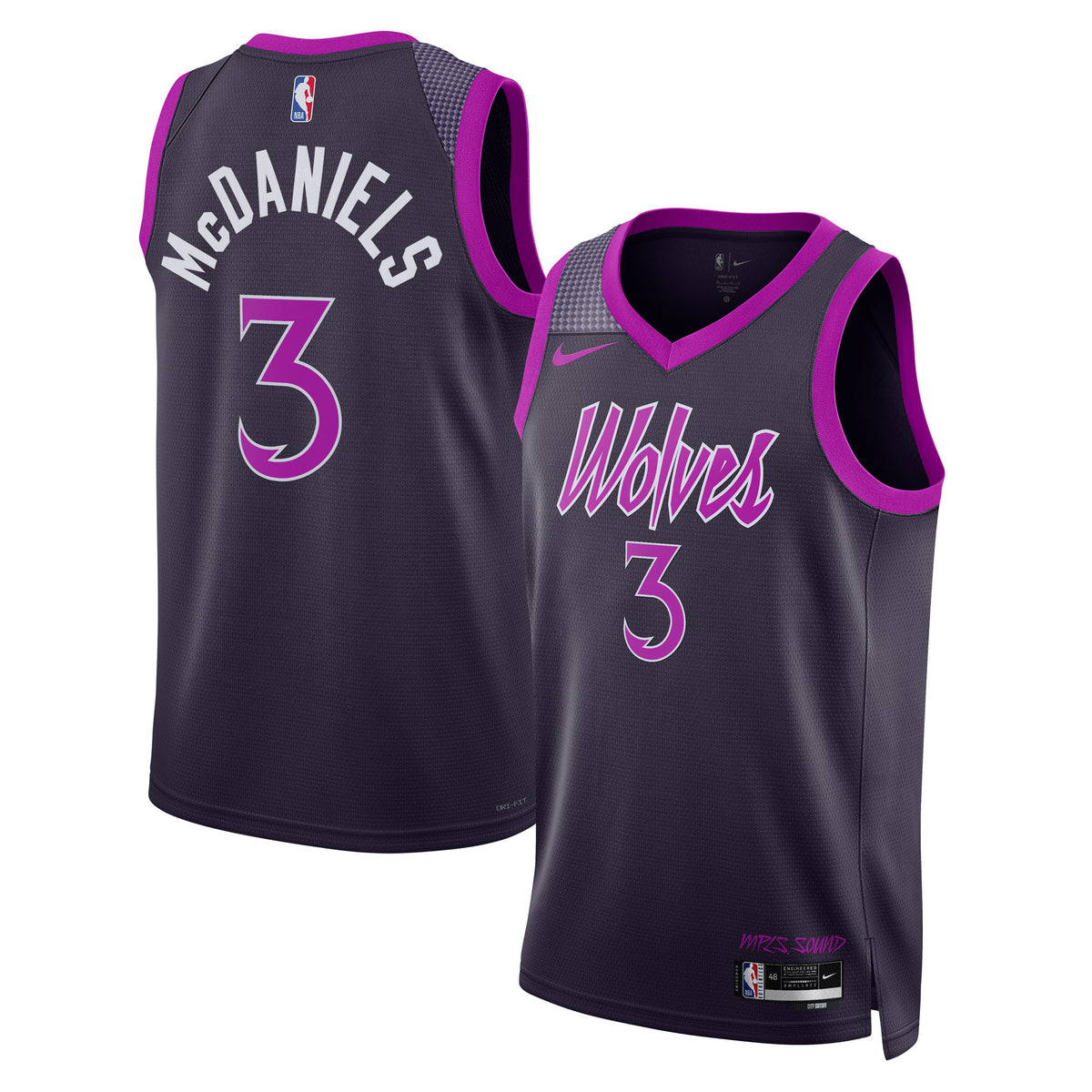 Minnesota Timberwolves 2025/26 City Edition Swingman Jersey - Black - Jaden McDaniels - Unisex