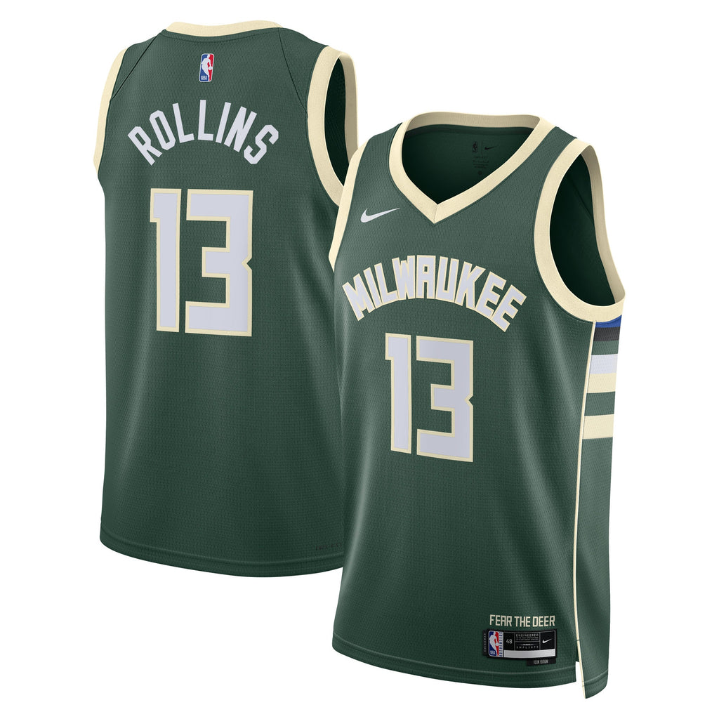 Milwaukee Bucks Icon Edition Swingman Jersey - Hunter Green - Ryan Rollins - Unisex