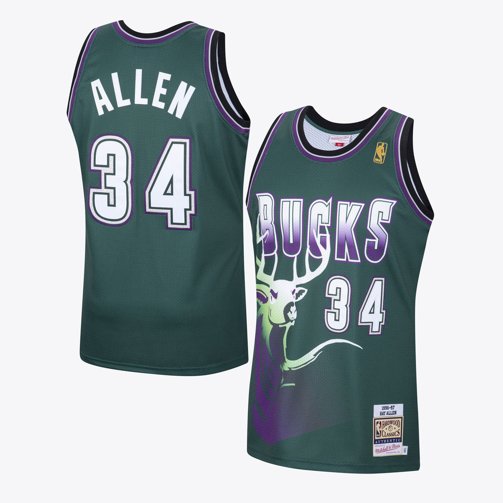 Milwaukee Bucks Ray Allen 1996 Hardwood Classics Alternate Swingman Jersey - Dark Green - Mens