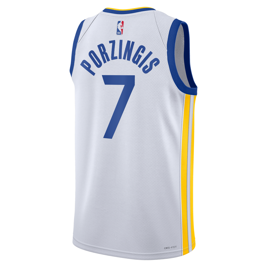 Golden State Warriors Association Edition Swingman Jersey - White - Kristaps Porziņģis - Unisex