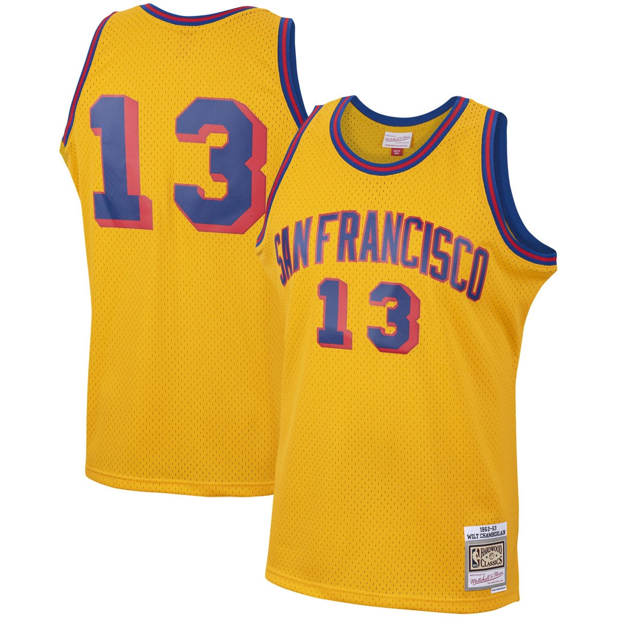 Men's Wilt Chamberlain Gold San Francisco Warriors 1962-63 Hardwood Classics Swingman Jersey