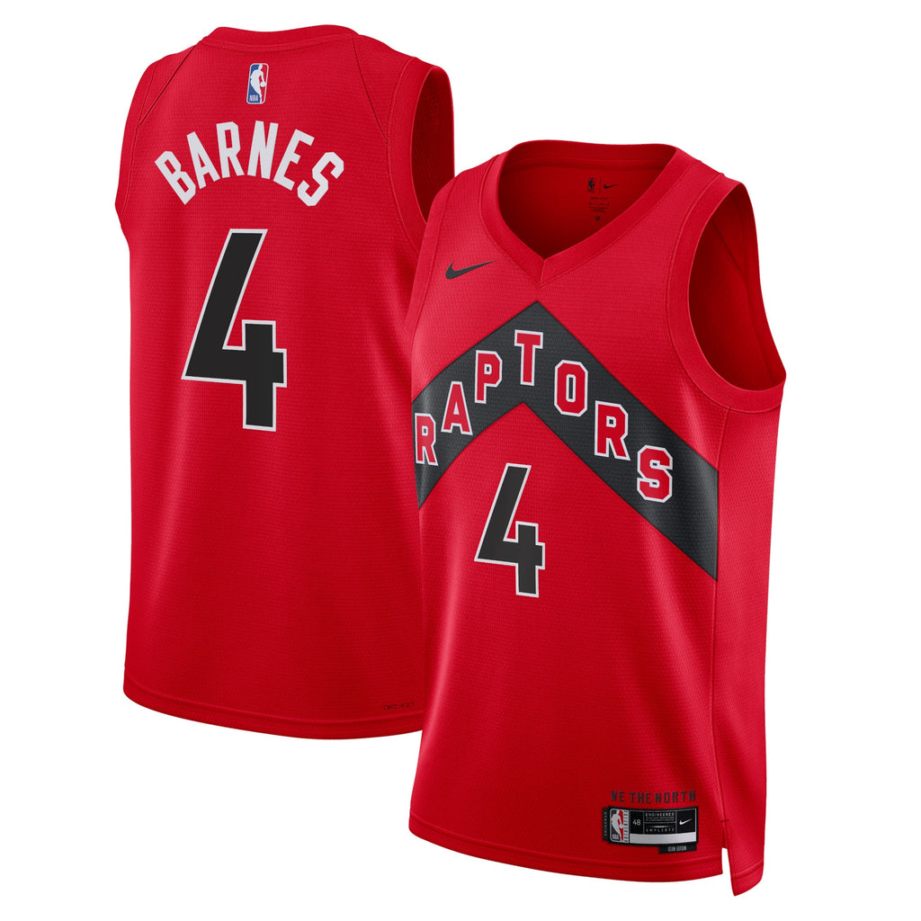 Toronto Raptors Icon Edition Swingman Jersey - Red - Scottie Barnes - Unisex
