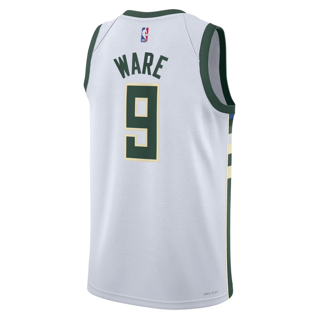 Milwaukee Bucks Association Edition Swingman Jersey - White - Kel'el Ware - Unisex