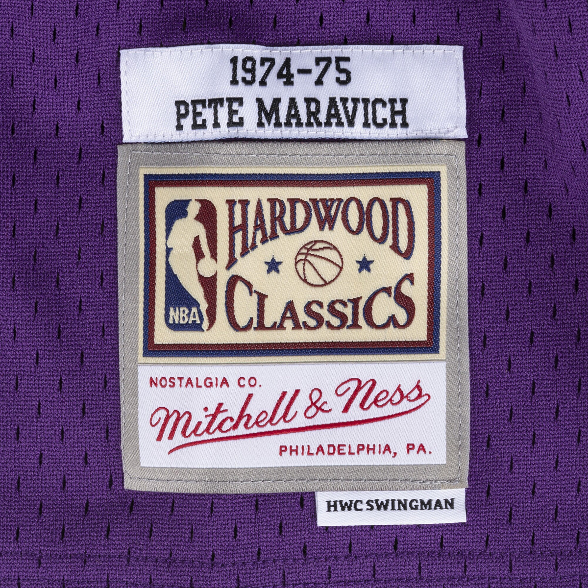 New Orleans Jazz Pete Maravich 1974 Swingman Road Authentic Jersey - Purple