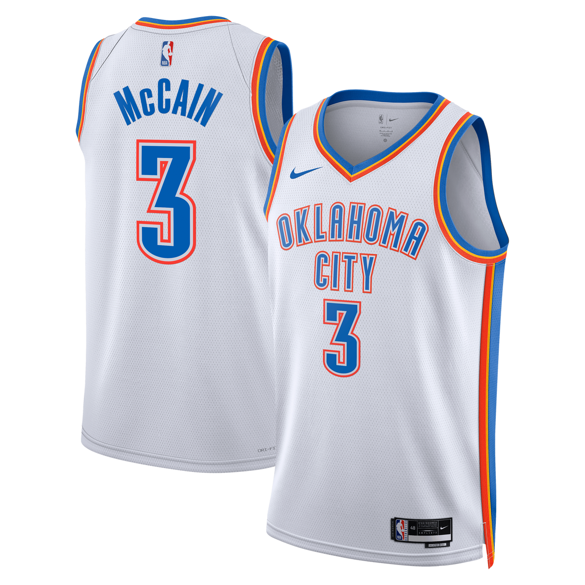 Oklahoma City Thunder Association Edition Swingman Jersey - White - Jared McCain - Unisex
