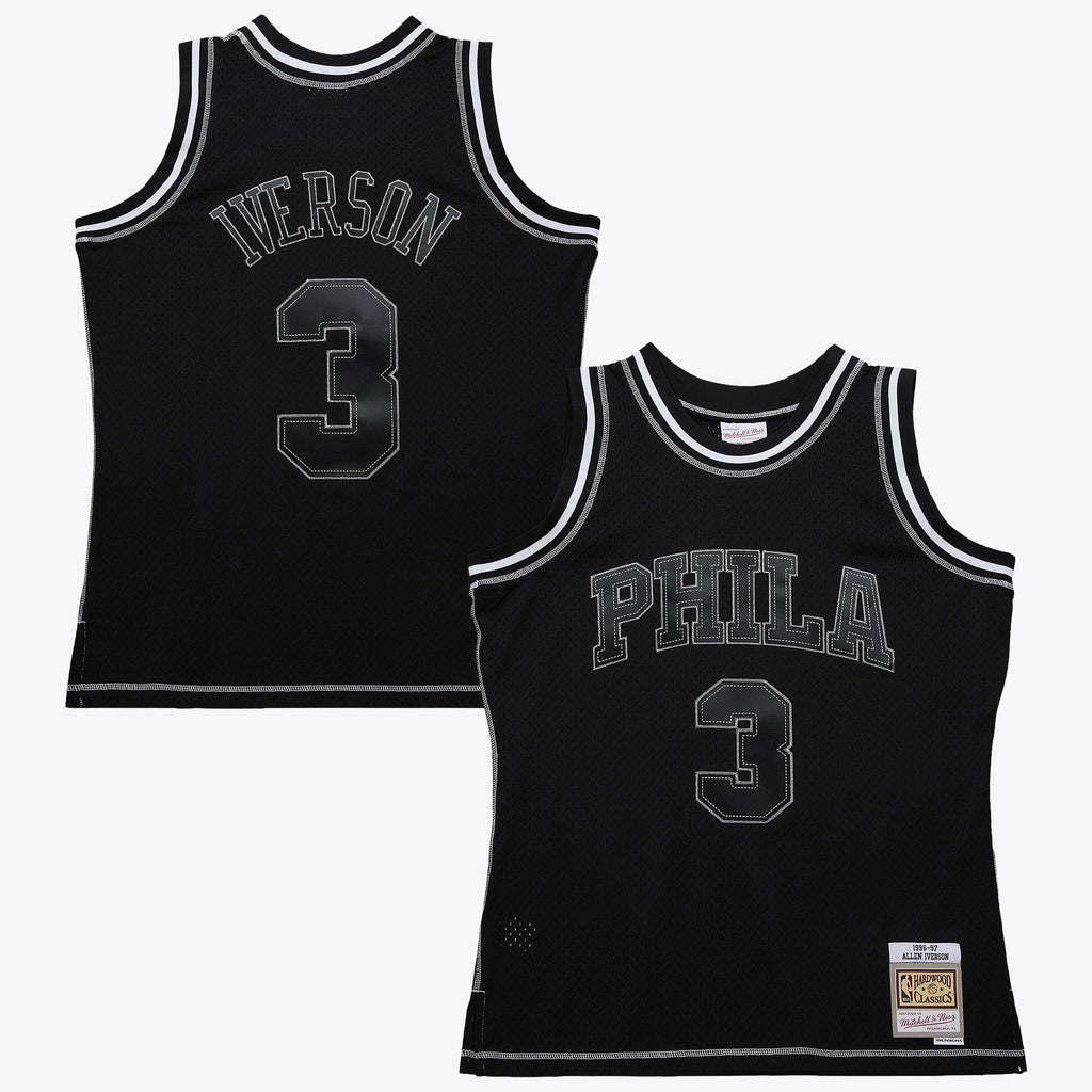 Philadelphia 76ers Allen Iverson 1996 Contrast 2K Swingman Jersey - Black