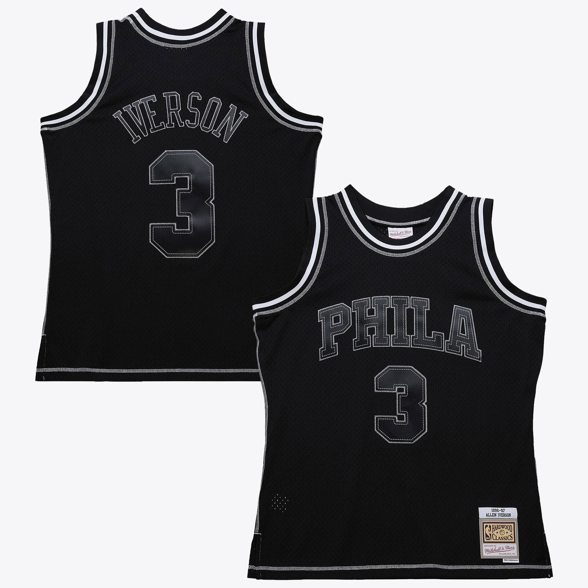 Philadelphia 76ers Allen Iverson 1996 Contrast 2K Swingman Jersey - Black