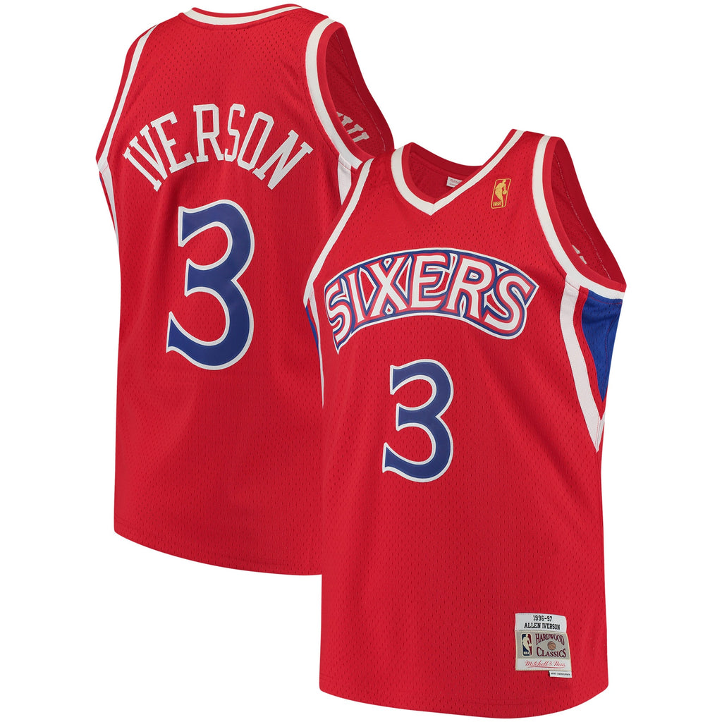 Men's Allen Iverson Red Philadelphia 76ers 1996-97 Hardwood Classics Swingman Jersey
