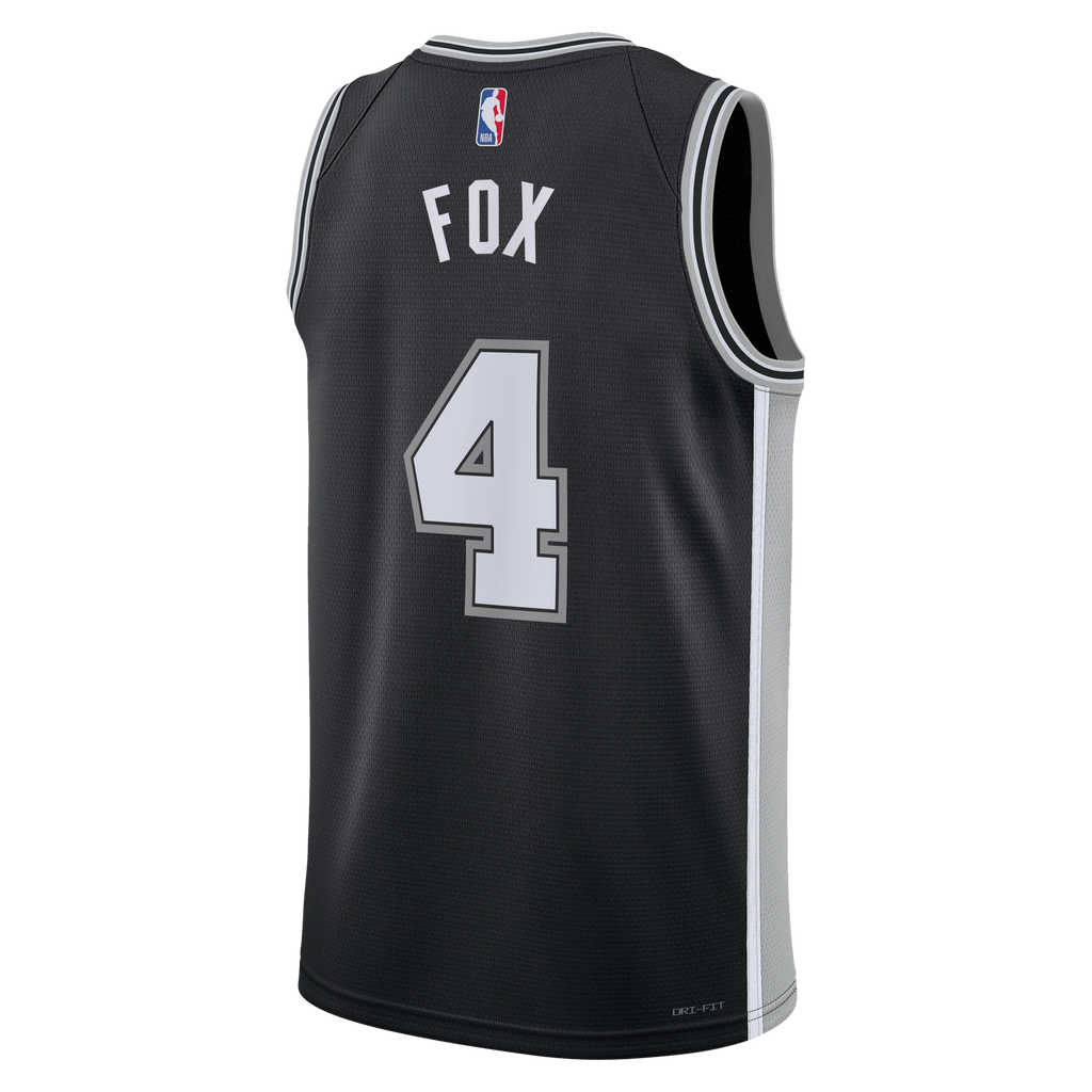 San Antonio Spurs Icon Edition Swingman Jersey - Black - De'Aaron Fox - Unisex
