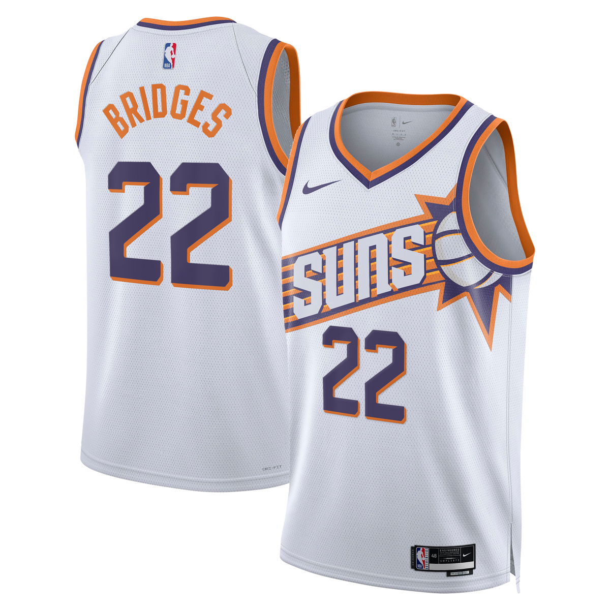 Phoenix Suns Association Edition Swingman Jersey - White - Miles Bridges - Unisex