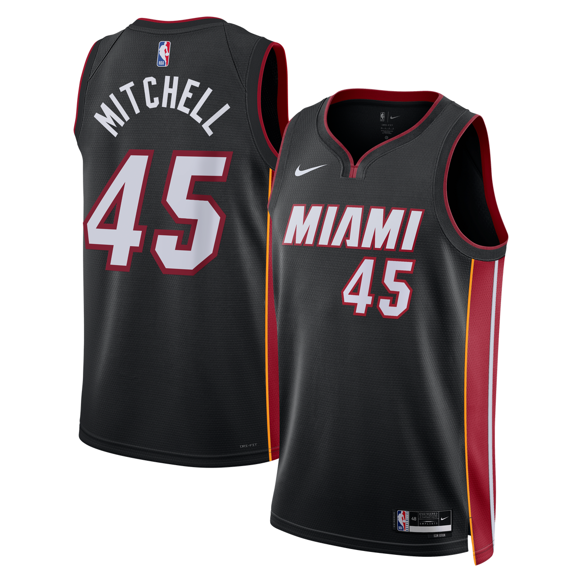 Miami Heat Icon Edition Swingman Jersey - Black - Davion Mitchell - Unisex
