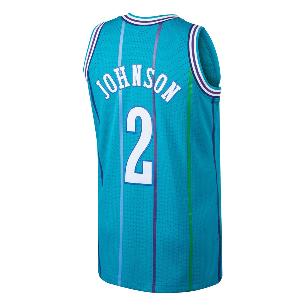 Men's Larry Johnson Teal Charlotte Hornets 1992-93 Hardwood Classics Swingman Jersey