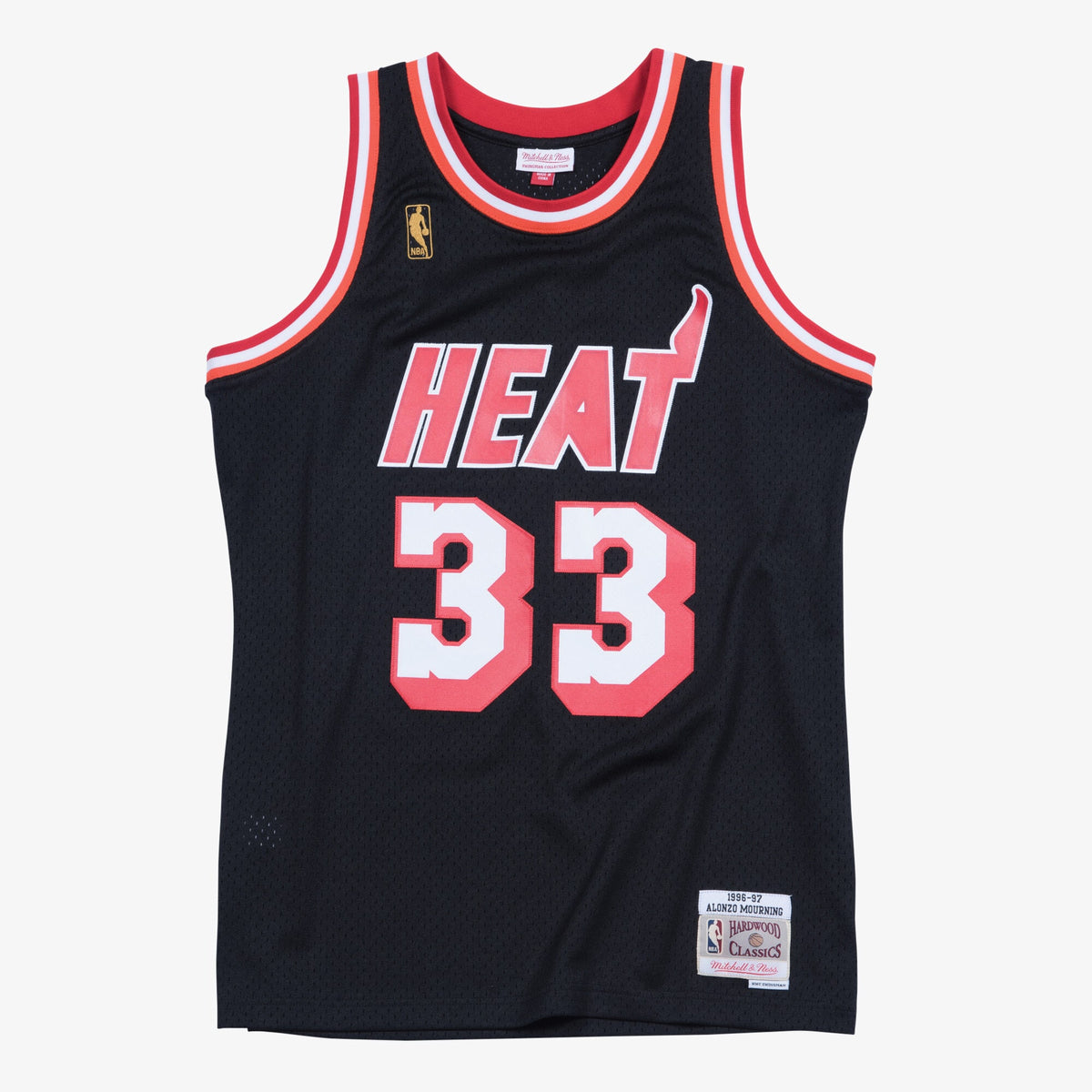 Men's Alonzo Mourning Black Miami Heat Hardwood Classics Swingman Jersey