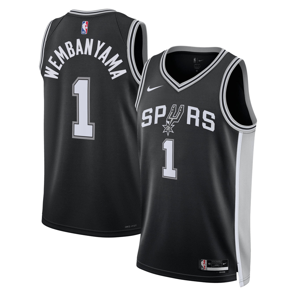 San Antonio Spurs Icon Edition Swingman Jersey - Black - Victor Wembanyama - Unisex