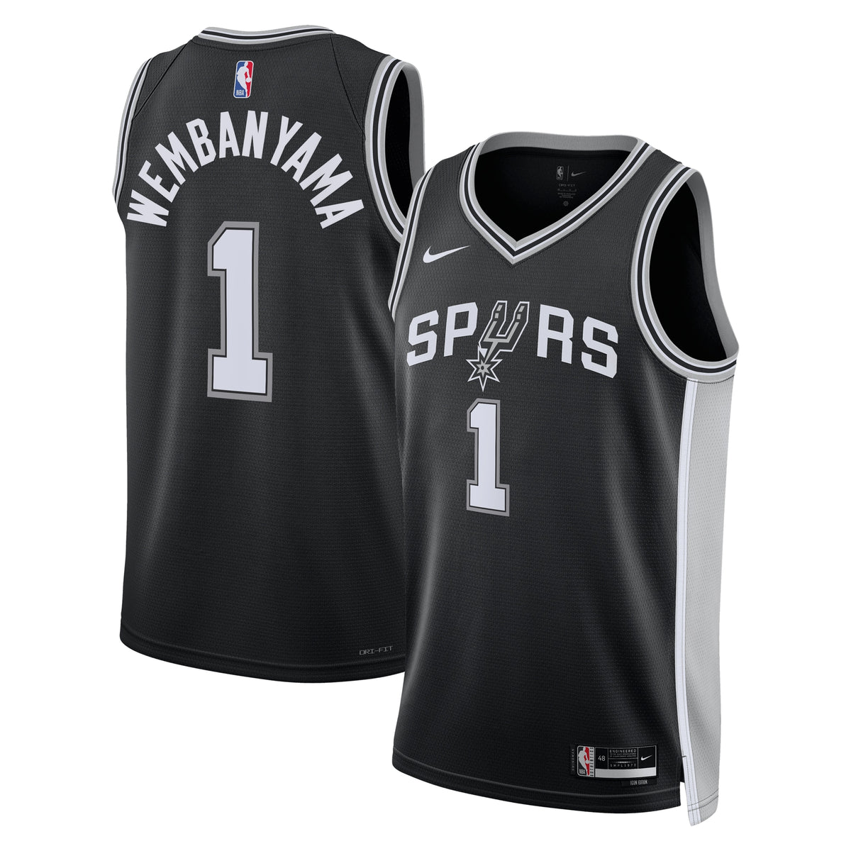 San Antonio Spurs Icon Edition Swingman Jersey - Black - Victor Wembanyama - Unisex